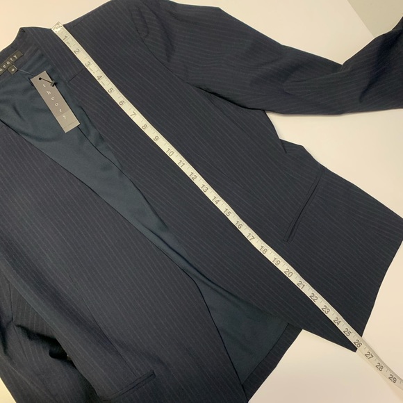 Theory Lana Tuck Stripe Open Blazer Navy 12 - Picture 9 of 14